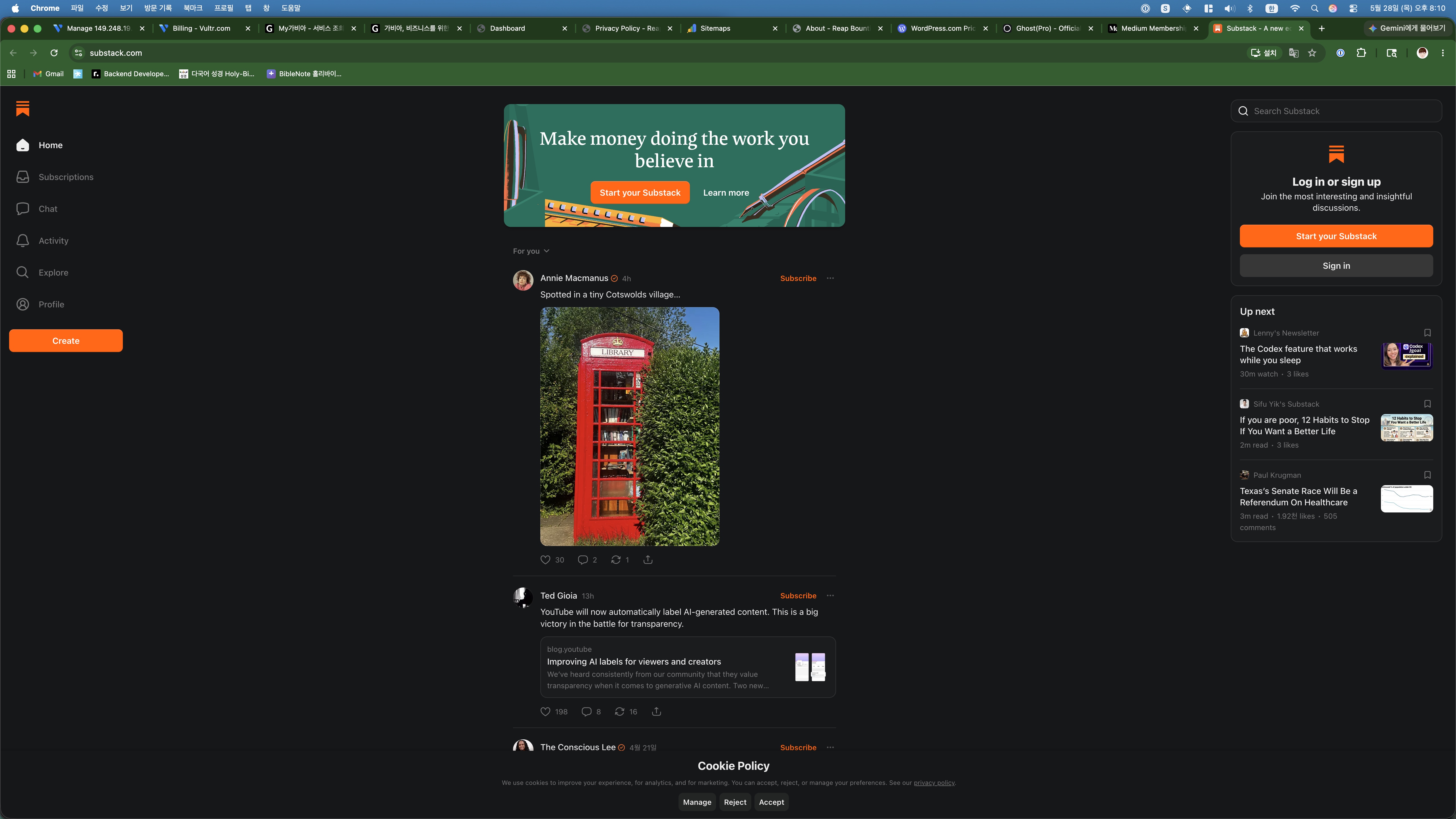 Substack homepage
