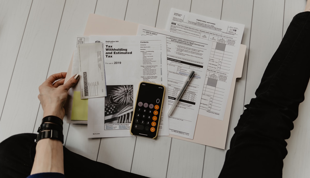 Calculator and financial documents