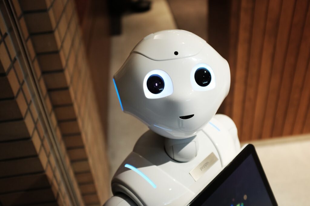 Humanoid robot representing Tesla Optimus future on Mars