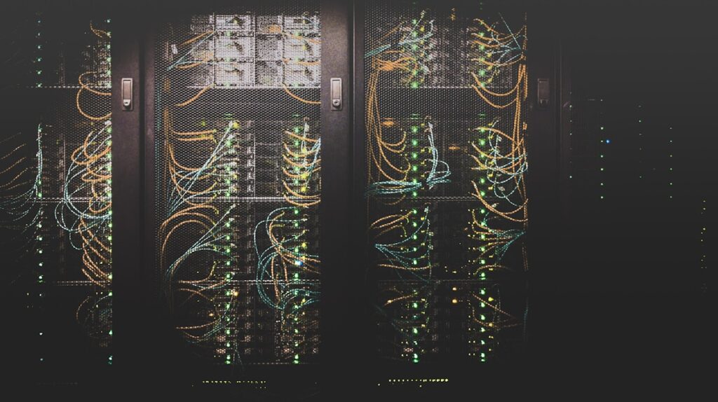 Server racks in a datacenter representing VPS hosting